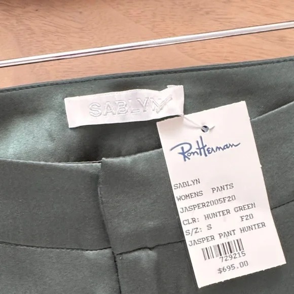 Sablyn green silk set. NWT Dark Green Pants and sleeveless top-worn 1x - Picture 5 of 13